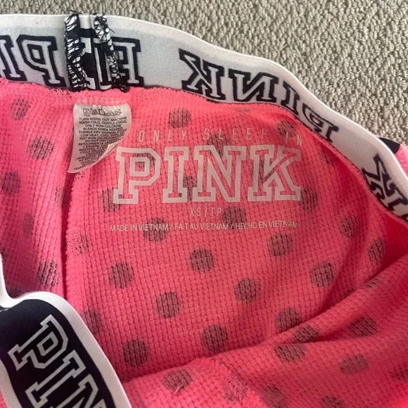 PINK Victoria's Secret Pink and Black Polka Dot Pajama Leggings - Picture 3 of 5